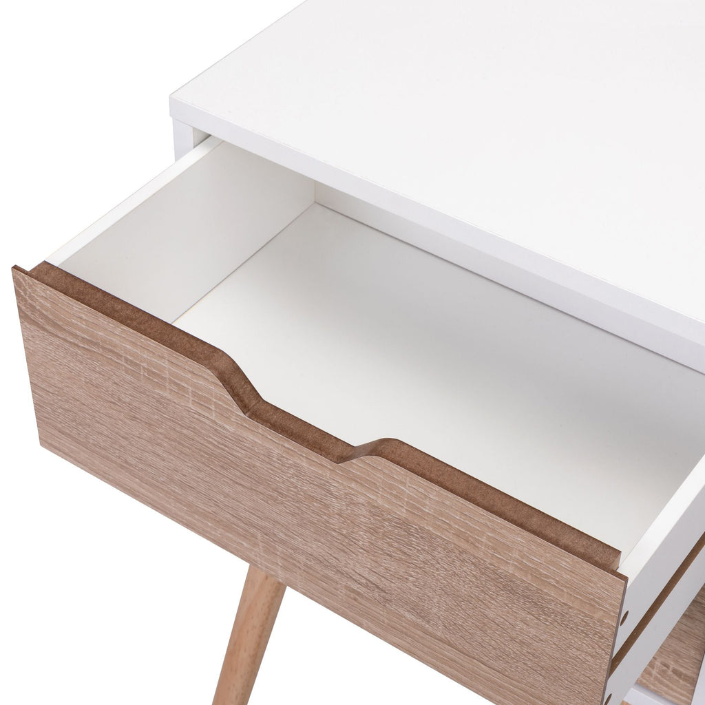 Nightstand with 2 Drawers, Bedside Tables with Solid Wood Legs and Storage, End Table, Side Table, Bedside Furniture for Bedroom, Living Room, White Walnut - Comfortable Living Decor