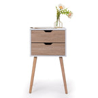 Nightstand with 2 Drawers, Bedside Tables with Solid Wood Legs and Storage, End Table, Side Table, Bedside Furniture for Bedroom, Living Room, White Walnut - Comfortable Living Decor