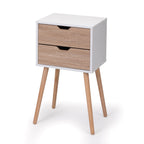 Nightstand with 2 Drawers, Bedside Tables with Solid Wood Legs and Storage, End Table, Side Table, Bedside Furniture for Bedroom, Living Room, White Walnut - Comfortable Living Decor