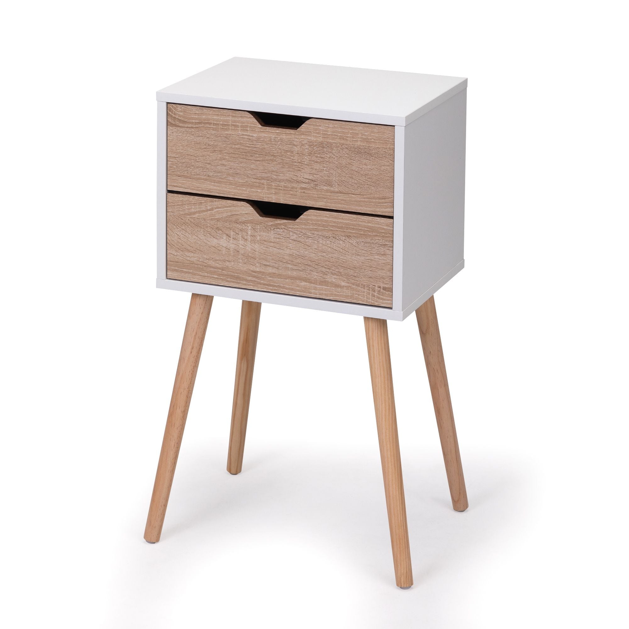Nightstand with 2 Drawers, Bedside Tables with Solid Wood Legs and Storage, End Table, Side Table, Bedside Furniture for Bedroom, Living Room, White Walnut - Comfortable Living Decor
