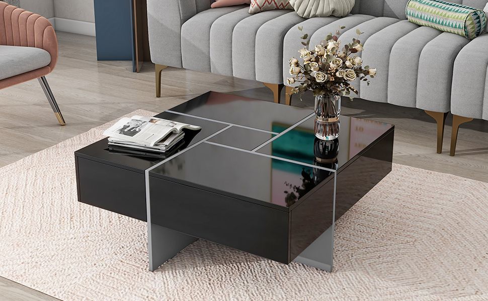 On - Trend Cocktail Table with 4 Storage Compartments by Yeah Depot - Comfortable Living Decor