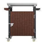 Outdoor Grill Cart with Stainless Steel Tabletop, Storage, Patio Kitchen Island with Wheels, Hooks, and Spice Rack, Waterproof Outdoor Grill Table, Movable BBQ Serving Cart Rolling Bar Cart - Comfortable Living Decor