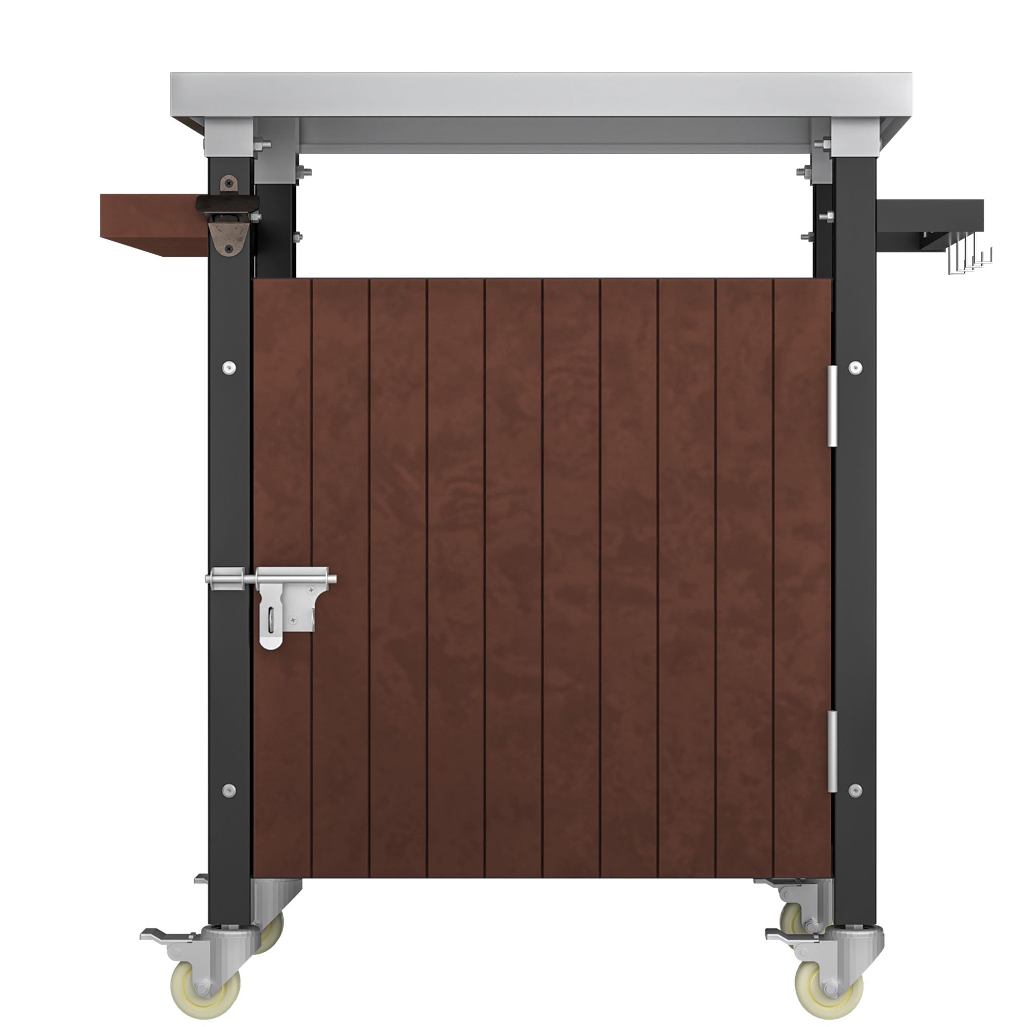 Outdoor Grill Cart with Stainless Steel Tabletop, Storage, Patio Kitchen Island with Wheels, Hooks, and Spice Rack, Waterproof Outdoor Grill Table, Movable BBQ Serving Cart Rolling Bar Cart - Comfortable Living Decor