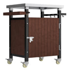 Outdoor Grill Cart with Stainless Steel Tabletop, Storage, Patio Kitchen Island with Wheels, Hooks, and Spice Rack, Waterproof Outdoor Grill Table, Movable BBQ Serving Cart Rolling Bar Cart - Comfortable Living Decor