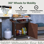 Outdoor Grill Cart with Stainless Steel Tabletop, Storage, Patio Kitchen Island with Wheels, Hooks, and Spice Rack, Waterproof Outdoor Grill Table, Movable BBQ Serving Cart Rolling Bar Cart - Comfortable Living Decor