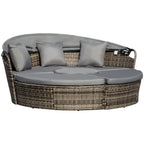 Outsunny Convertible Oasis: 4PC Rattan Patio Set with Adjustable Canopy Daybed & Sectional Sofa - Comfortable Living Decor