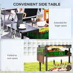 Outsunny Outdoor Bar Cart Grill Table with Stainless Steel Tabletop, Wheeled Outdoor Serving Cart Prep Table with Storage, Hooks - Comfortable Living Decor