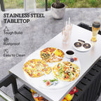 Outsunny Outdoor Bar Cart with Storage, Stainless Steel Outdoor Bar Table Top, Wheeled HDPE Kitchen Island for Food Prep, Black - Comfortable Living Decor