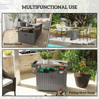 Outsunny Outdoor Bar Cart with Storage, Stainless Steel Outdoor Bar Table Top, Wheeled HDPE Kitchen Island for Food Prep, Gray - Comfortable Living Decor