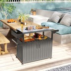 Outsunny Outdoor Bar Cart with Storage, Stainless Steel Outdoor Bar Table Top, Wheeled HDPE Kitchen Island for Food Prep, Gray - Comfortable Living Decor