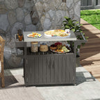Outsunny Outdoor Bar Cart with Storage, Stainless Steel Outdoor Bar Table Top, Wheeled HDPE Kitchen Island for Food Prep, Gray - Comfortable Living Decor