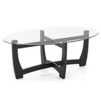 Oval Cocktail Coffee Table with Glass Top by Yeah Depot - Comfortable Living Decor