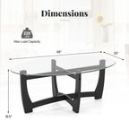 Oval Cocktail Coffee Table with Glass Top by Yeah Depot - Comfortable Living Decor