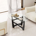 Oval Cocktail Coffee Table with Glass Top by Yeah Depot - Comfortable Living Decor