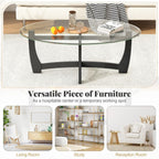 Oval Cocktail Coffee Table with Glass Top by Yeah Depot - Comfortable Living Decor