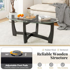Oval Cocktail Coffee Table with Glass Top by Yeah Depot - Comfortable Living Decor