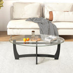 Oval Cocktail Coffee Table with Glass Top by Yeah Depot - Comfortable Living Decor