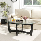 Oval Cocktail Coffee Table with Glass Top by Yeah Depot - Comfortable Living Decor