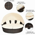 Patio Round Daybed Rattan Furniture Sets with Canopy - Comfortable Living Decor