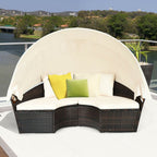 Patio Round Daybed Rattan Furniture Sets with Canopy - Comfortable Living Decor