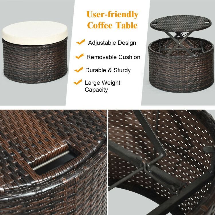Patio Round Daybed Rattan Furniture Sets with Canopy - Comfortable Living Decor