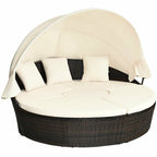 Patio Round Daybed Rattan Furniture Sets with Canopy - Comfortable Living Decor