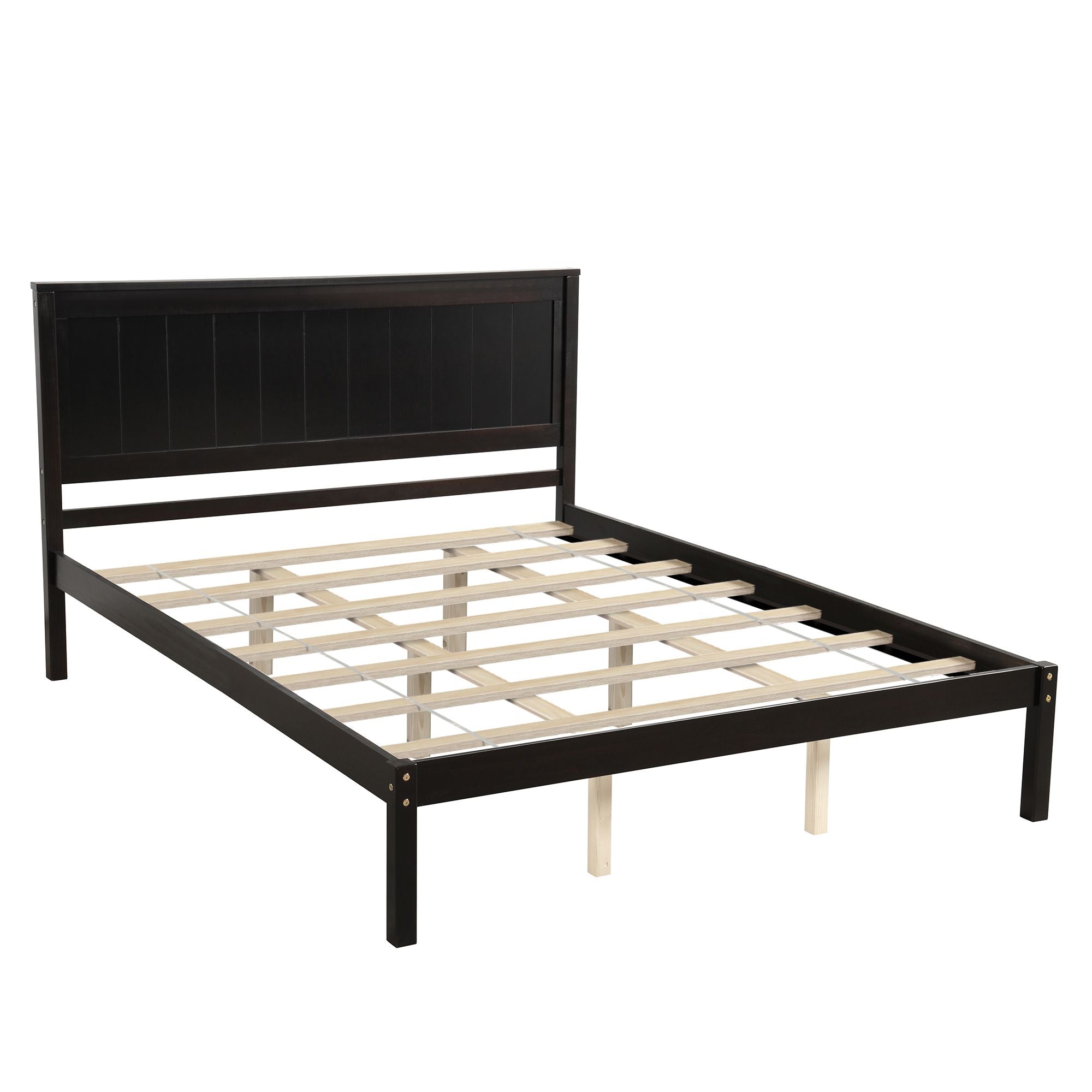 Platform Bed Frame with Headboard ; Wood Slat Support ; No Box Spring Needed ; Queen; Espresso - Comfortable Living Decor