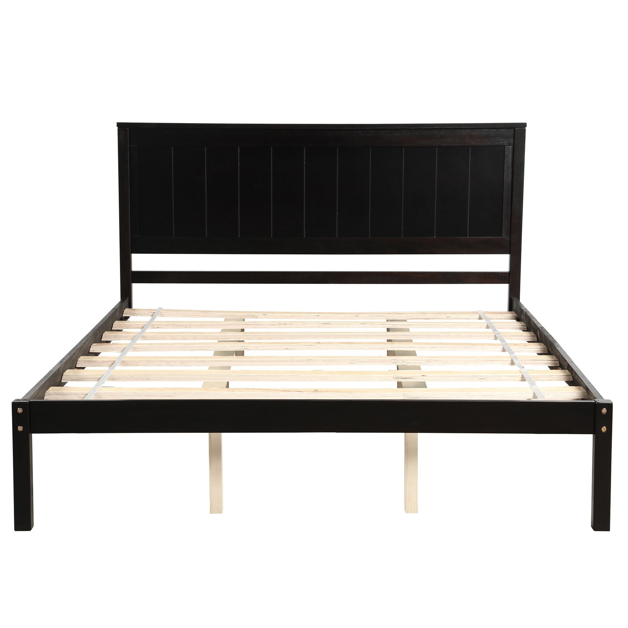 Platform Bed Frame with Headboard ; Wood Slat Support ; No Box Spring Needed ; Queen; Espresso - Comfortable Living Decor