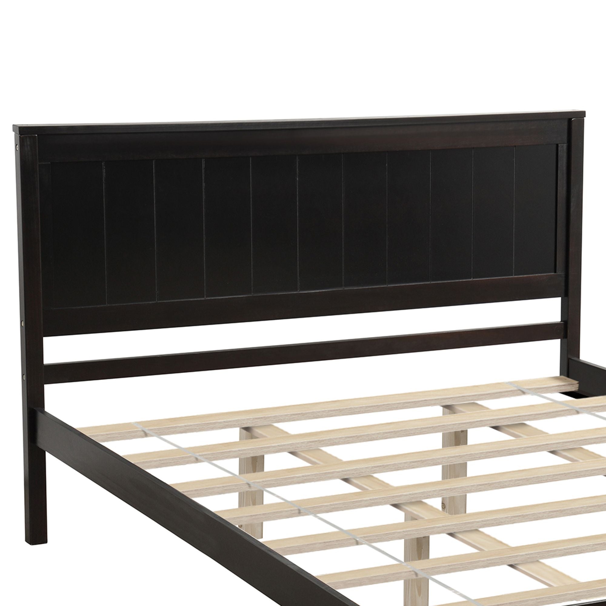 Platform Bed Frame with Headboard ; Wood Slat Support ; No Box Spring Needed ; Queen; Espresso - Comfortable Living Decor