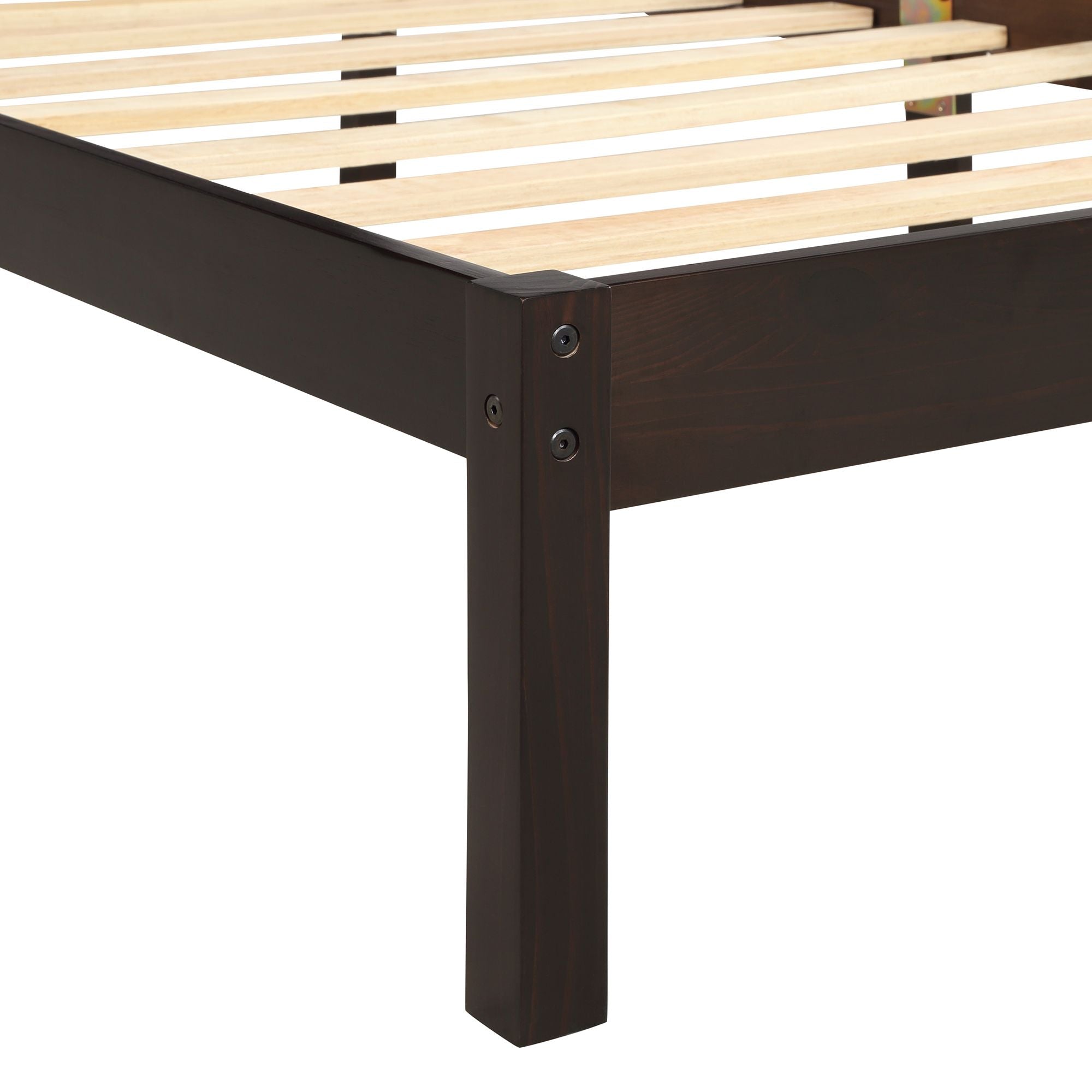 Platform Bed Frame with Headboard ; Wood Slat Support ; No Box Spring Needed ; Queen; Espresso - Comfortable Living Decor