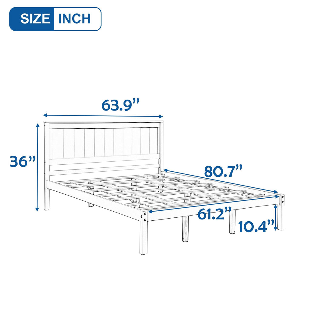 Platform Bed Frame with Headboard ; Wood Slat Support ; No Box Spring Needed ; Queen; Espresso - Comfortable Living Decor