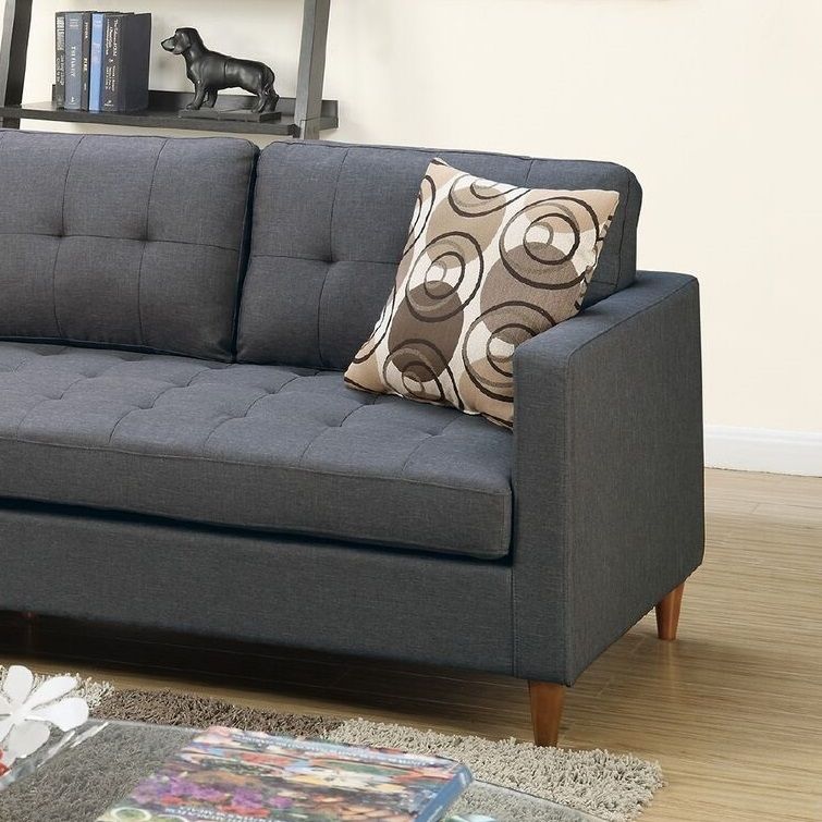 Polyfiber Blue/Grey Sectional Sofa - Comfortable Living Decor