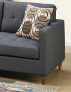 Polyfiber Blue/Grey Sectional Sofa - Comfortable Living Decor