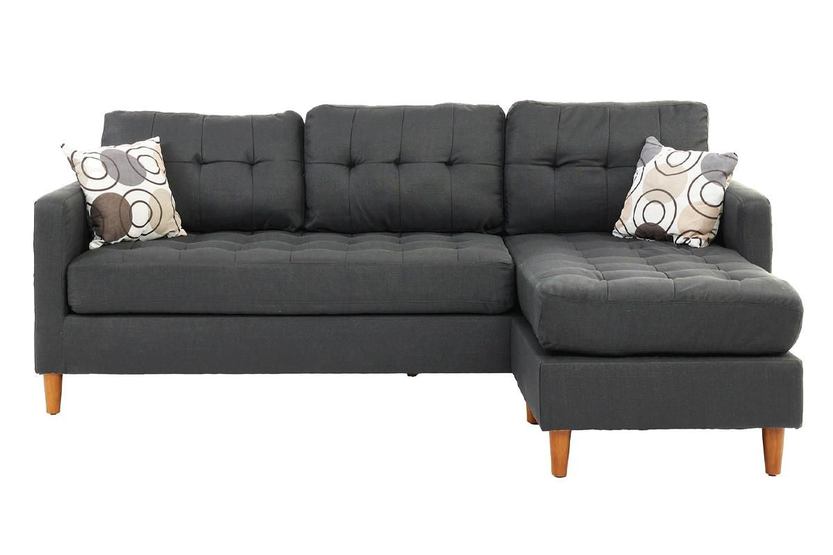 Polyfiber Blue/Grey Sectional Sofa - Comfortable Living Decor