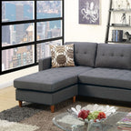 Polyfiber Blue/Grey Sectional Sofa - Comfortable Living Decor