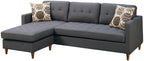 Polyfiber Blue/Grey Sectional Sofa - Comfortable Living Decor