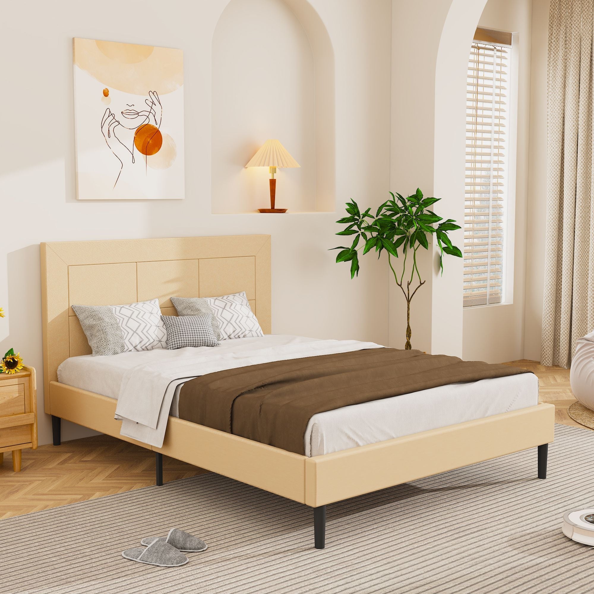 Queen Size Bed Frame w/ Headboard by Yeah Depot - Comfortable Living Decor