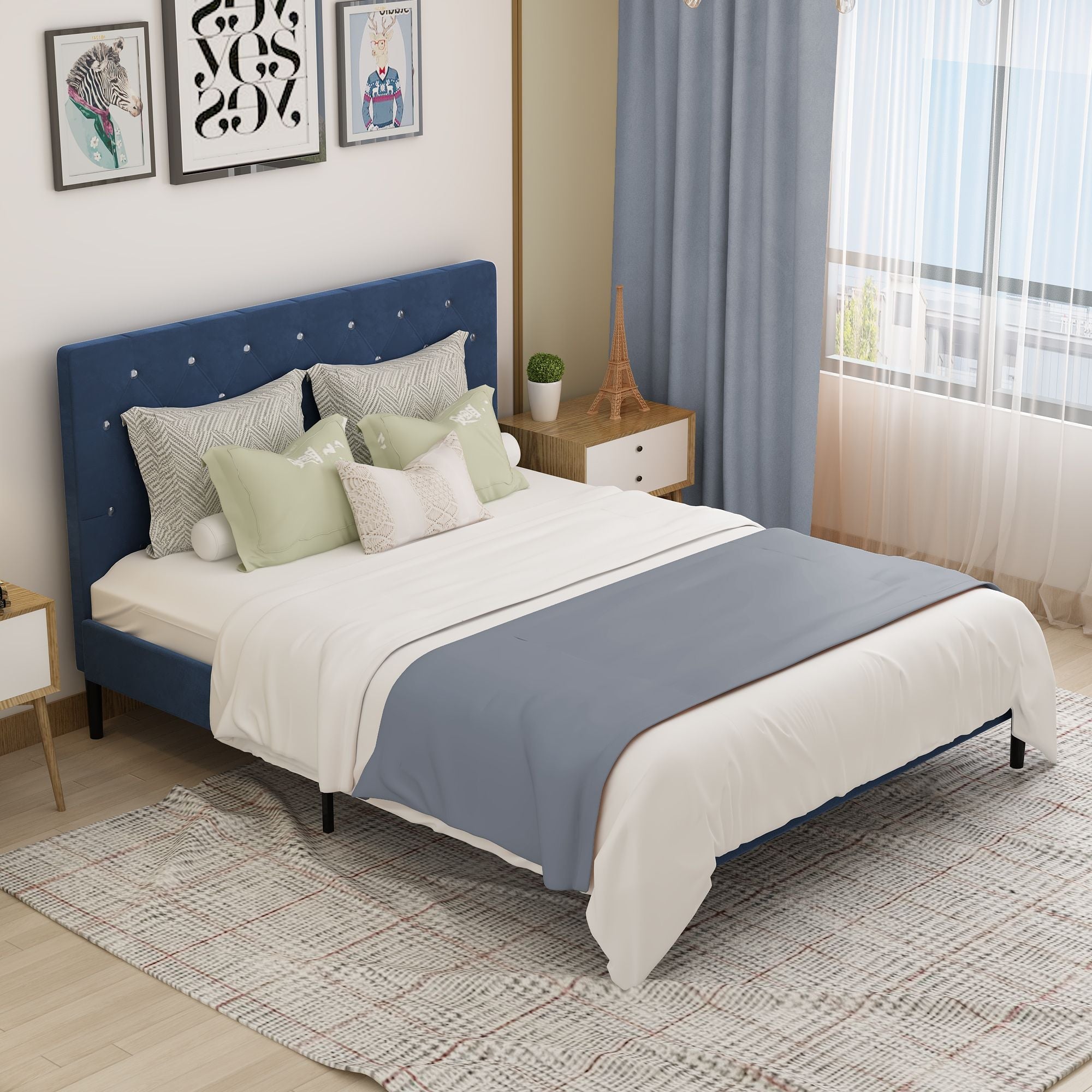 Queen Size Bed Frame w/ Headboard by Yeah Depot - Comfortable Living Decor