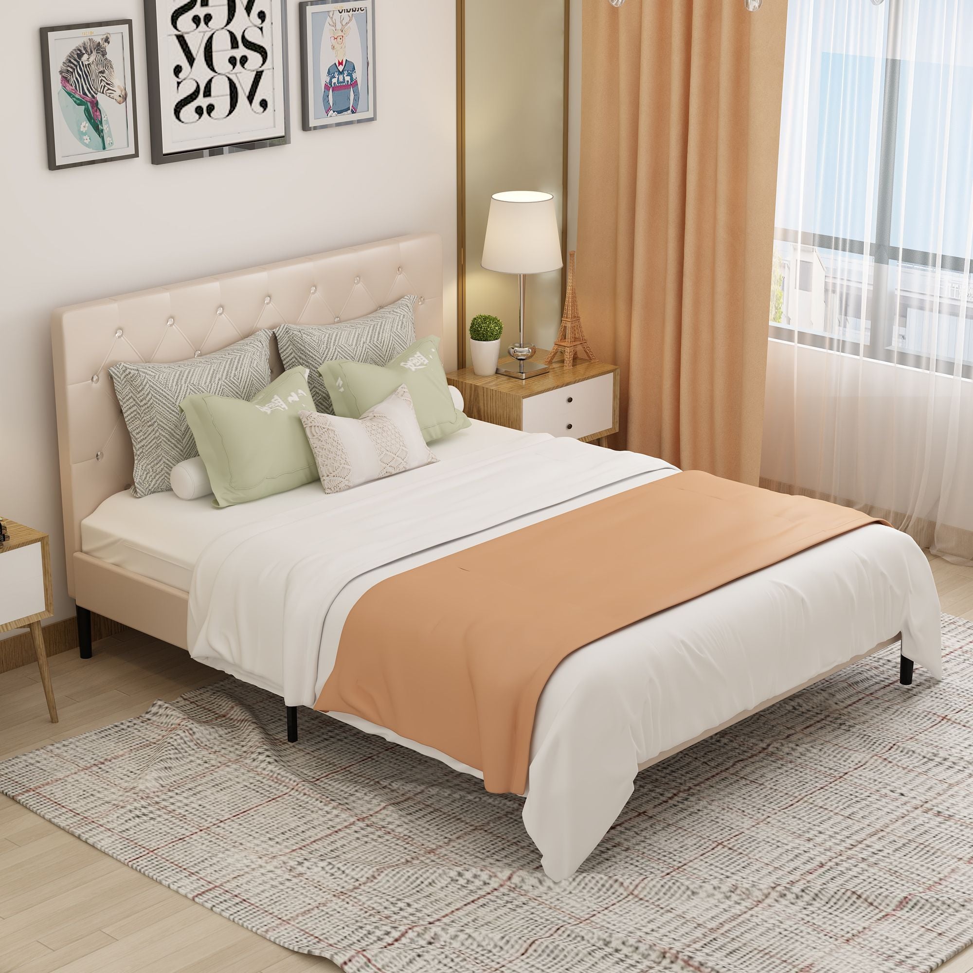 Queen Size Bed Frame w/ Headboard by Yeah Depot - Comfortable Living Decor