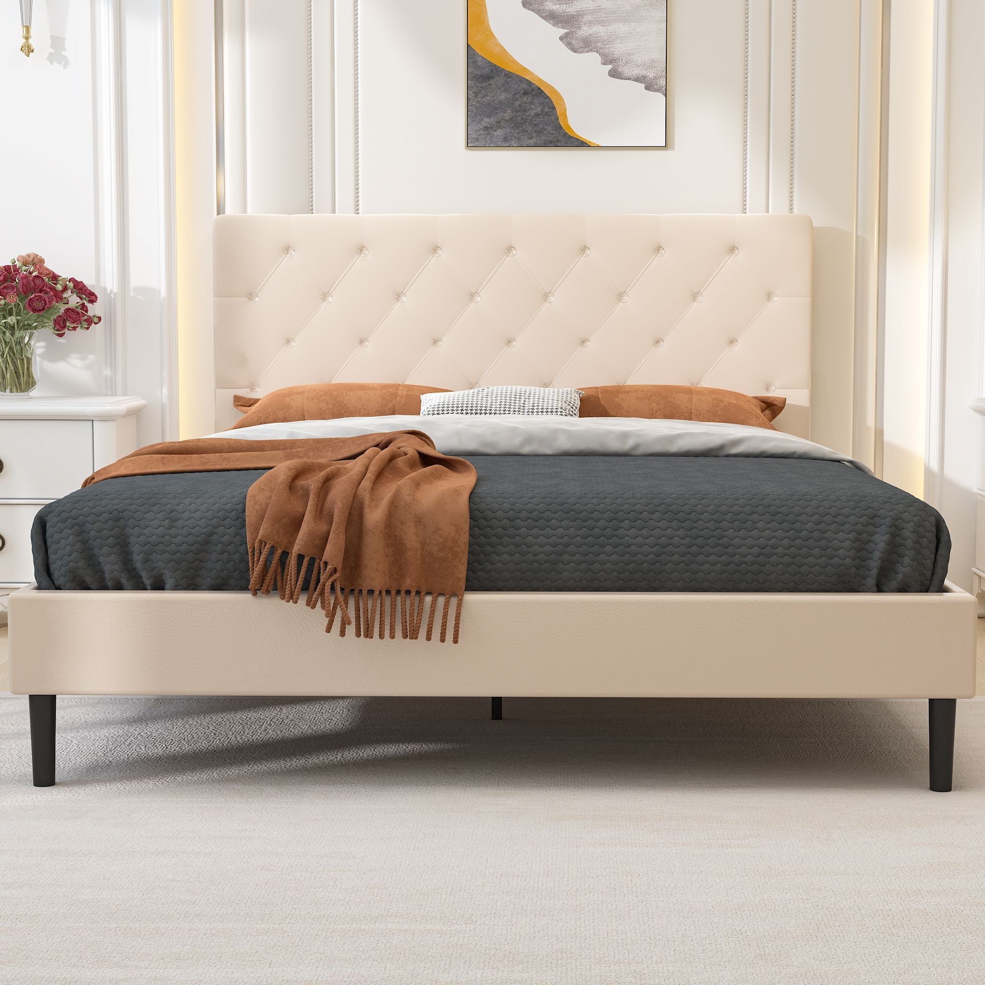 Queen Size Bed Frame w/ Headboard by Yeah Depot - Comfortable Living Decor