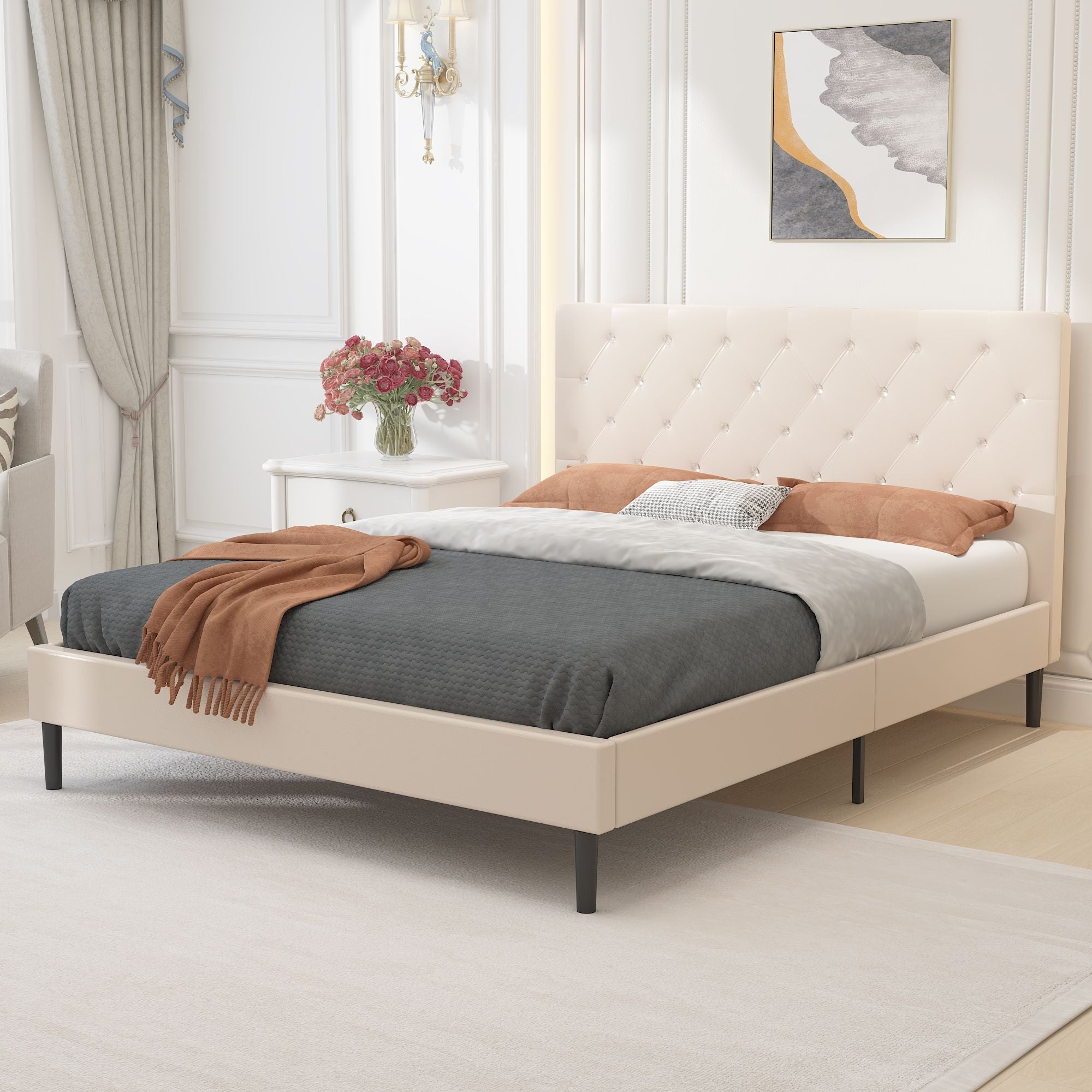 Queen Size Bed Frame w/ Headboard by Yeah Depot - Comfortable Living Decor