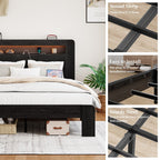 Queen Size Platform Bed Frame w/ LED Light by Yeah Depot - Comfortable Living Decor