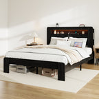Queen Size Platform Bed Frame w/ LED Light by Yeah Depot - Comfortable Living Decor