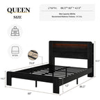 Queen Size Platform Bed Frame w/ LED Light by Yeah Depot - Comfortable Living Decor