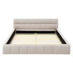 Queen Size Upholstered Bed Frame with Chenille Fabric by Yeah Depot - Comfortable Living Decor