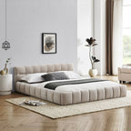 Queen Size Upholstered Bed Frame with Chenille Fabric by Yeah Depot - Comfortable Living Decor