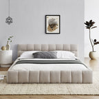 Queen Size Upholstered Bed Frame with Chenille Fabric by Yeah Depot - Comfortable Living Decor