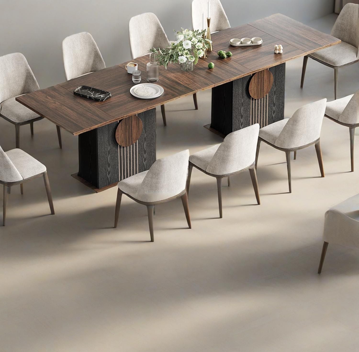 Rectangle Dining Table, Modern Kitchen Table Set for 6, Wooden Furniture with Heavy Duty Base - Comfortable Living Decor