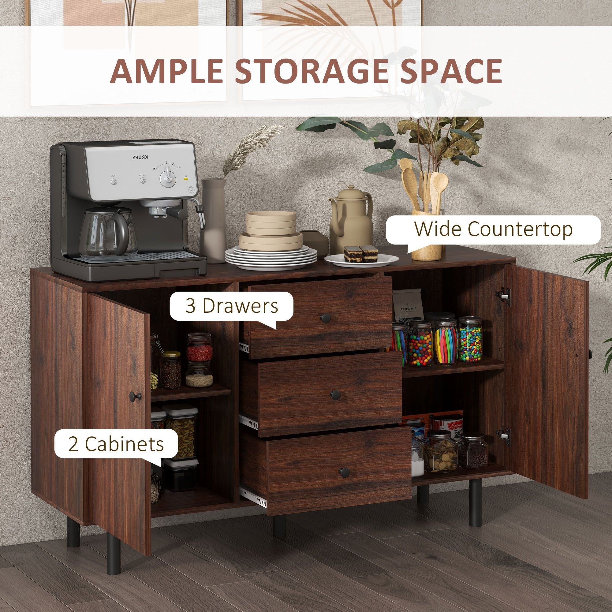 Retro Sideboard Kitchen Buffet by Homcom - Comfortable Living Decor