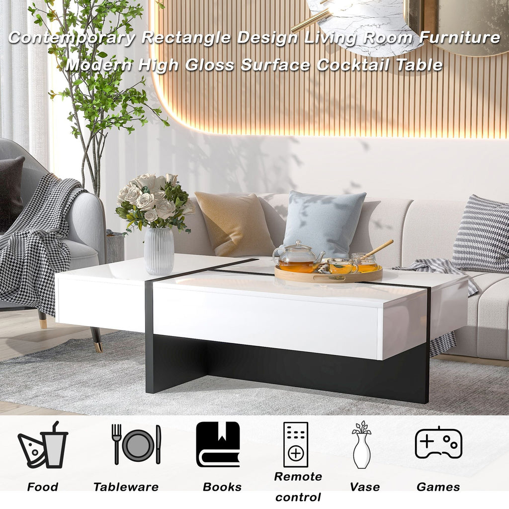 Rosmary High Gloss Surface Cocktail Table by Orien - Comfortable Living Decor